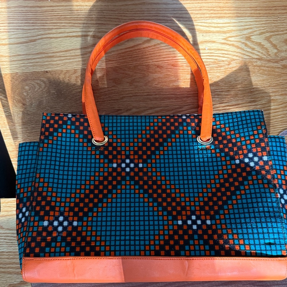 Stylish Orange and Blue Women's Bag
